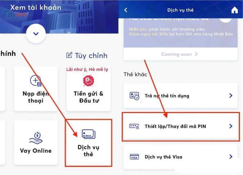 Cách đổi mã PIN MBBank 1