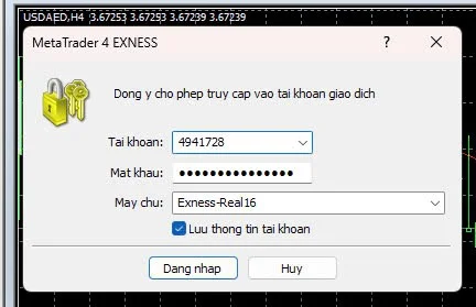 Không thể hiển thị tên máy chủ MT4 Exness