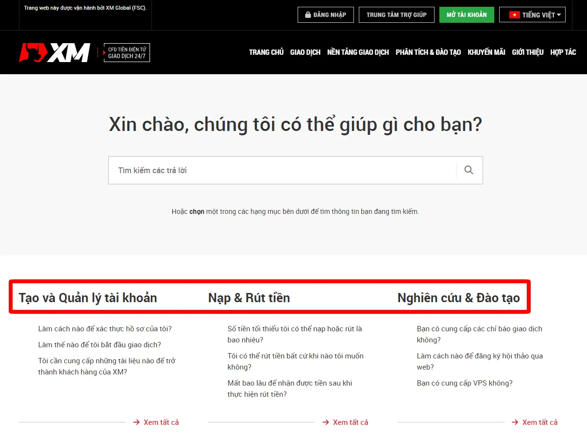 hỗ trợ khách hàng xm 9