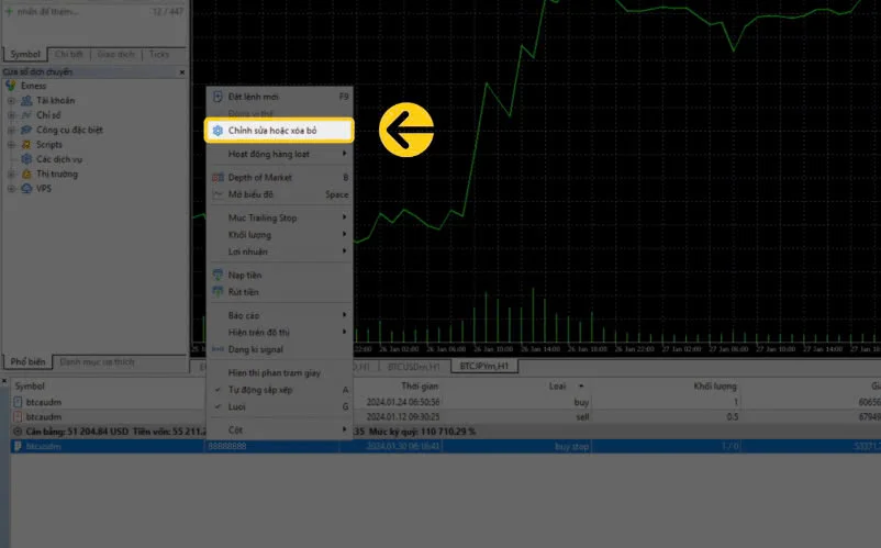 cách đặt lệnh trên Exness 11
