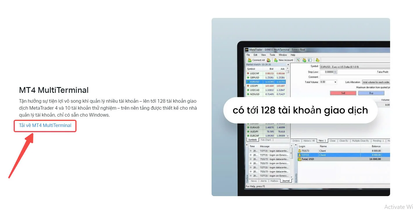 Cách sử dụng MT4-MT5 MultiTerminal Exness