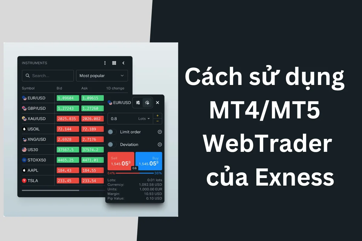 Hướng dẫn cách sử dụng MT4/MT5 WebTrader của Exness