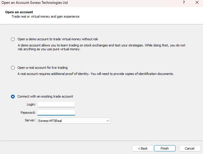 Cài đặt và đăng nhập MT5 Exness