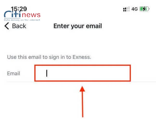Nhập địa chỉ email và nhấn Tiếp tục