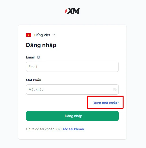 quên mật khẩu XM a